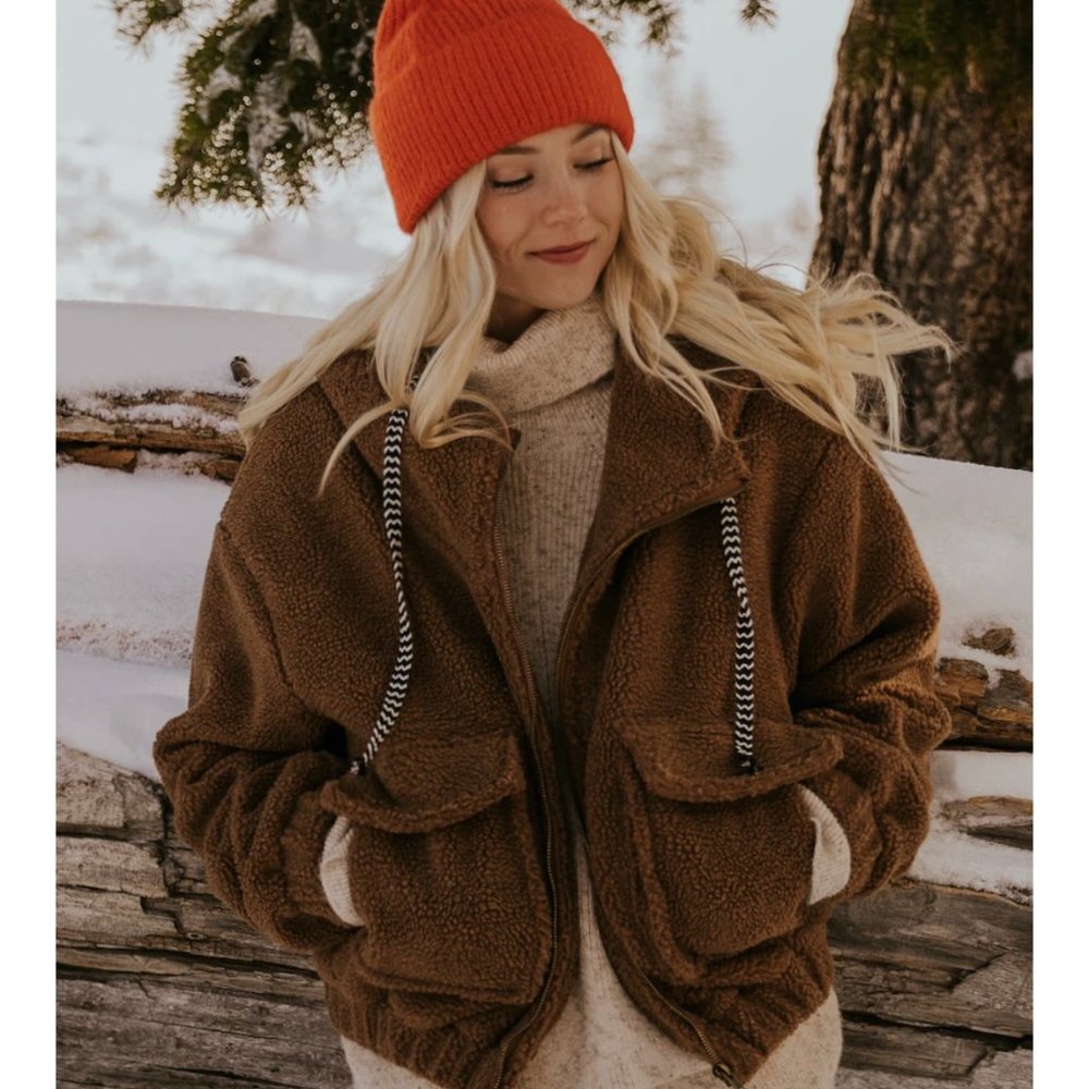ROOLEE Rocketman Teddy Coat, Size Small, Brown